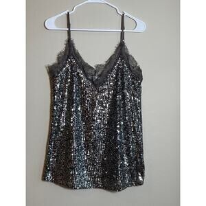 White Birch Silver Sequin Lace Trim Cami – Sparkle Party Vibe